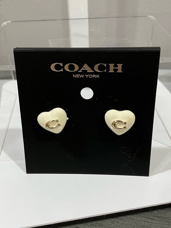 Coach Jewelry - COACH Cream Heart Stud Earrings